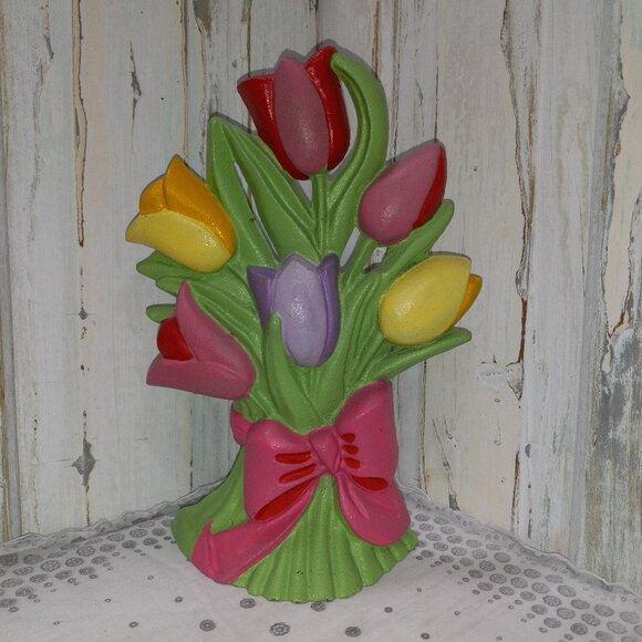 Tulip Bouquet Cast Iron Doorstop - Picture 1 of 7